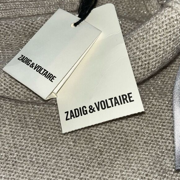 NWT Zadig & Voltaire Alma Bijoux Cashmere Sweater in Mastic Size XS - Picture 11 of 15